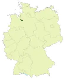 Map of Germany with the location of Bremen highlighted