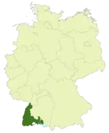 Map of Germany: Position of South Baden highlighted