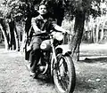 Tuladhar on a BSA in Lhasa in 1954.