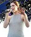 As part of the Army Concert Tour, Katharine McPhee sings for the crowd at Fort Knox.