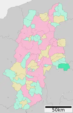 Location of Kawakami in Nagano Prefecture