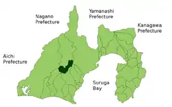 Location of Kawane in Shizuoka Prefecture