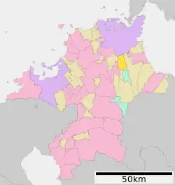 Location of Kawara in Fukuoka Prefecture