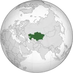Depiction of Kazakhstan on globe
