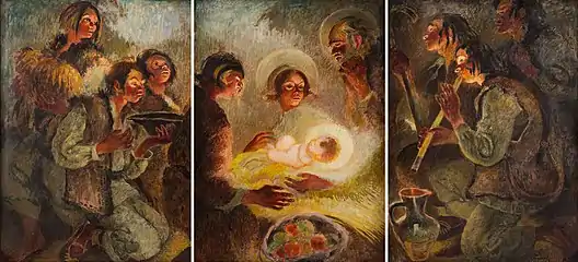 Impressionism: Adoration of the Shepherds triptych; 1938, oil on canvas, 102 × 222 cm, private collection.