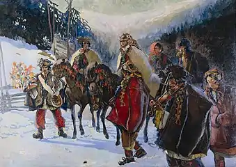 Genre painting: Hutsul Wedding; 1909, Masovian Museum, Płock [pl].