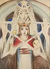 Allegory: Symbolic Scene, Ishtar with Gilgamesh; 20th-century, watercolour and crayon on paper, 68 × 50 cm, private collection.