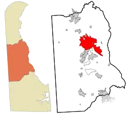 Location in Kent County and the state of Delaware.