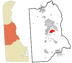 Location in Kent County and the state of Delaware.