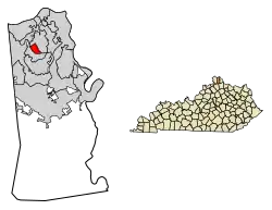 Location of Lakeside Park in Kenton County, Kentucky