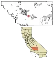Location of Arvin in Kern County, California.