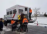 Kerry Civil Defence Unimog assisting in the transport of hospital staff during Storm Emma 2018