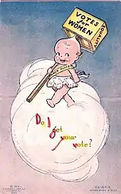 Postcard promoting women's suffrage movement, illustrated by O'Neill, 1914