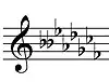 F-flat Major key signature