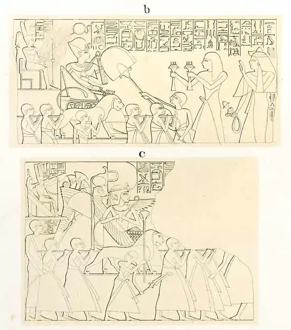 Khabekhnet before the shrine of Amenhotep
