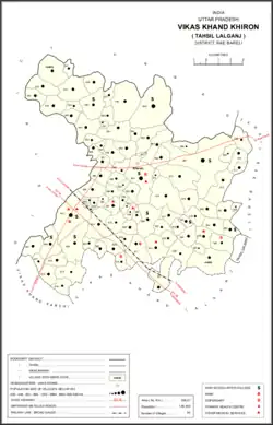 Map showing Khanpur Khusti (#585) in Khiron CD block