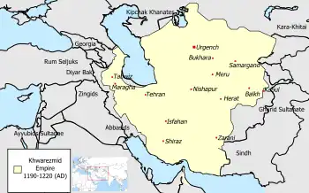 Map of the Khwarazmian Empire.