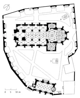 Plan of the property with church, St. Michael's Chapel, and cemetery wall