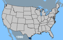 Map showing the spread of Africanized honey bees in the United States from 1990 to 2003