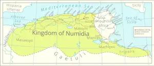 Map of Numidia after the Punic wars.
