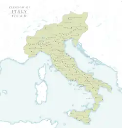 The Kingdom of Italy (under Odoacer) in 476 AD