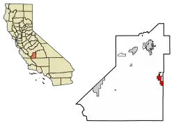Location of Corcoran in Kings County, California.