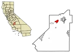 Location of Lemoore in Kings County, California.