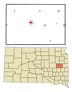 Location in Kingsbury County and the state of South Dakota