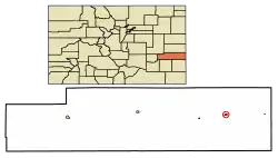 Location of Sheridan Lake in Kiowa County, Colorado