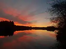 Sunset on the lake in Kirillovskoye.