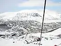 View of Kirovsk from a cable car in winter