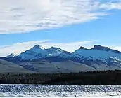 Kista Peak and frozen Abraham Lake