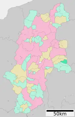 Location of Kitaaiki in Nagano Prefecture