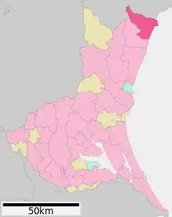 Location of Kitaibaraki in Ibaraki Prefecture