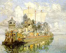 Konstantin Gorbatov painted the town of Kitezh on Belyana (1913)