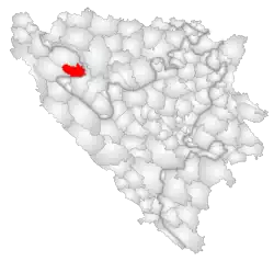 Location of Ključ within Bosnia and Herzegovina.