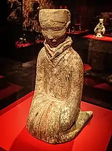 Kneeling female figurine from the Tomb of the King of Chu Beidong Mountain Xuzhou Jiangsu Western han 2nd century BCE