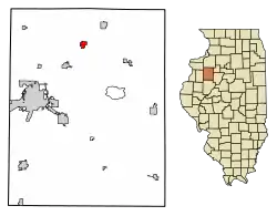 Location of Oneida in Knox County, Illinois.