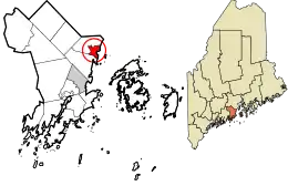 Location in Knox County and the state of Maine