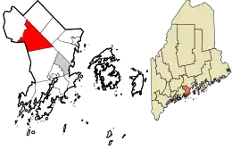 Location in Knox County and the state of Maine.