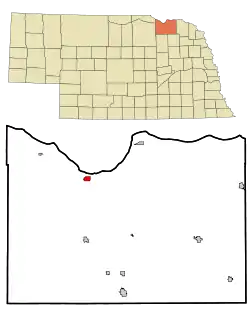 Location of Niobrara, Nebraska