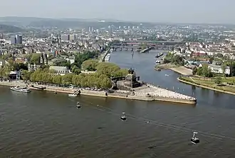 Deutsches Eck, at the confluence of Rhine and Moselle