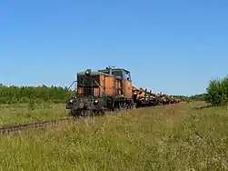 Locomotive TU6A-3809 with freight train