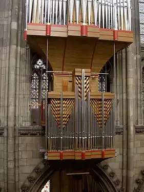 This "swallows' nest" organ was built into the gallery in 1998 to celebrate the cathedral's 750 years.