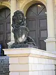 Lion statues before the building