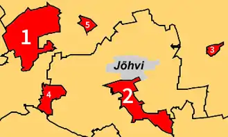 Sompa (marked 5) and other districts of Kohtla-Järve