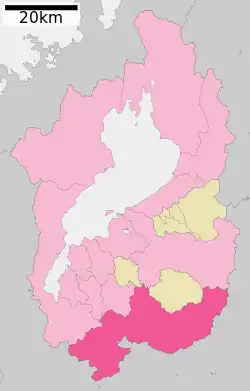 Location of Kōka in Shiga Prefecture