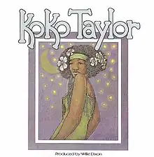 An art noevau-style drawing of Koko Taylor
