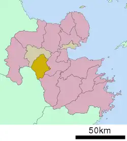 Location of Kokonoe in Ōita Prefecture