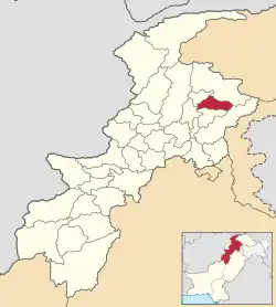 Kolai-Palas district (in red) in Khyber Pakhtunkhwa province